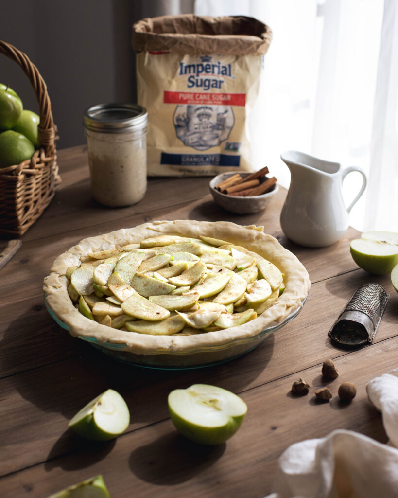 Apples in pie crust without top crust