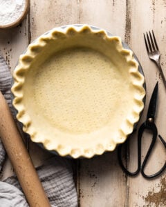 Unbaked pie dough in pie pan