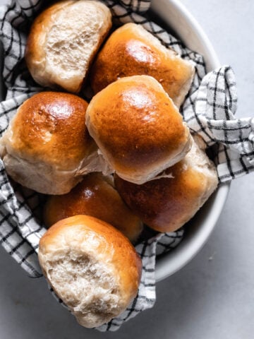 Bread rolls in a ceramic platter