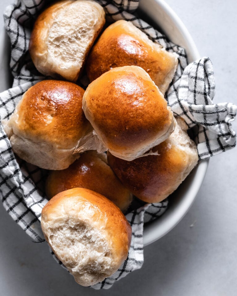 Bread rolls in a ceramic platter