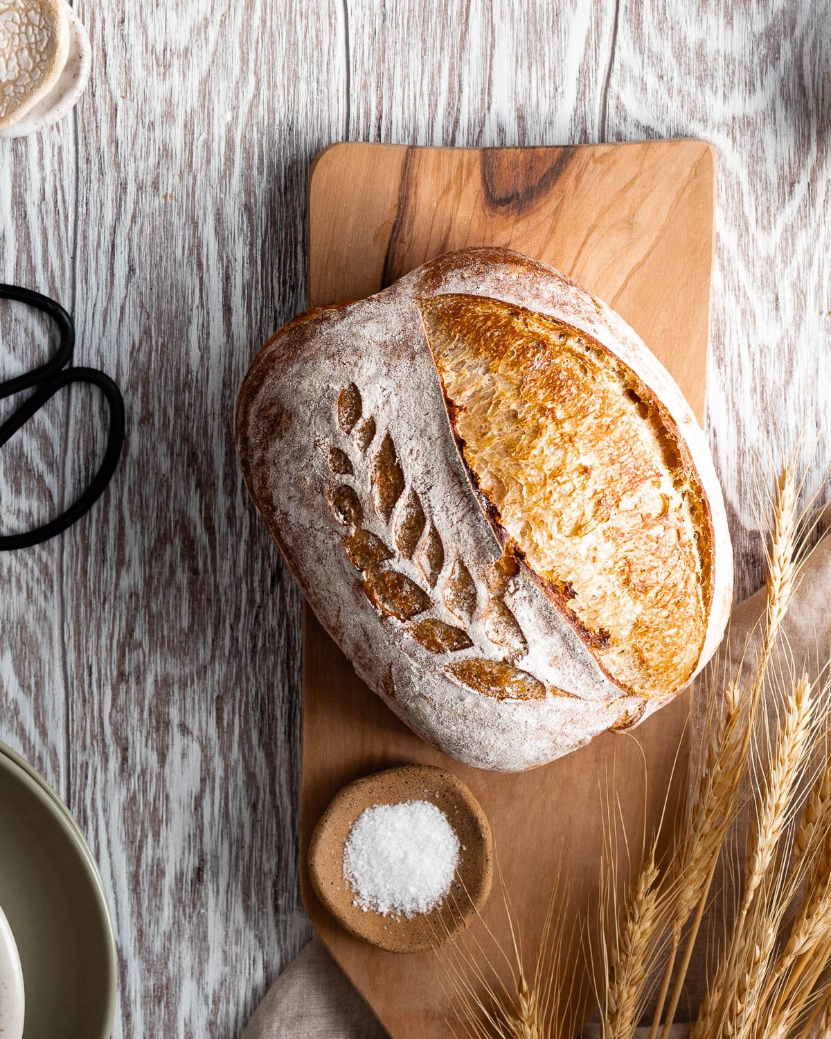 Sourdough loaf on cutting board