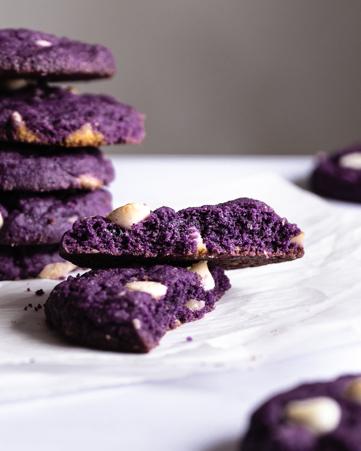 cross section of ube cookie
