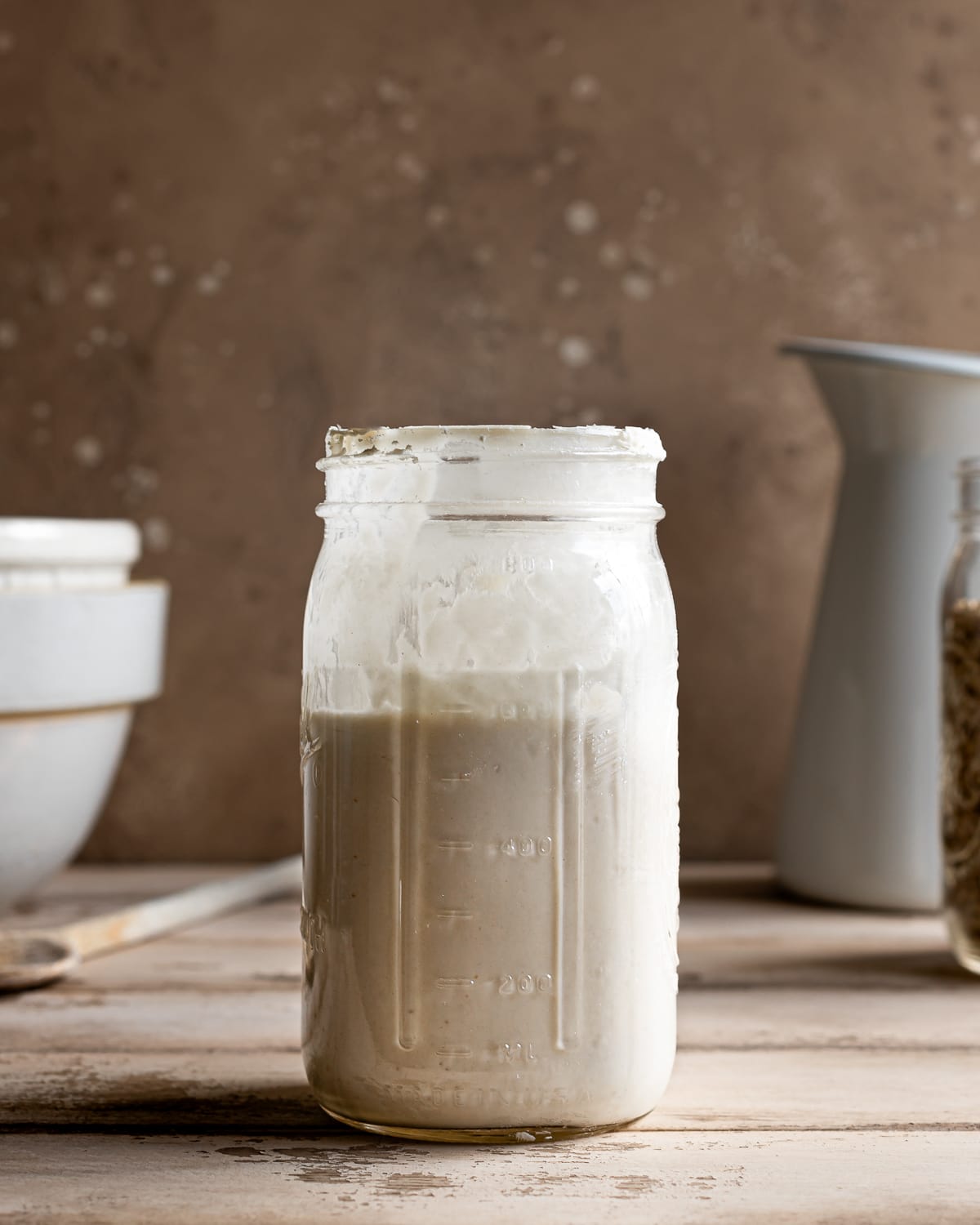 Large jar of sourdough discard. 