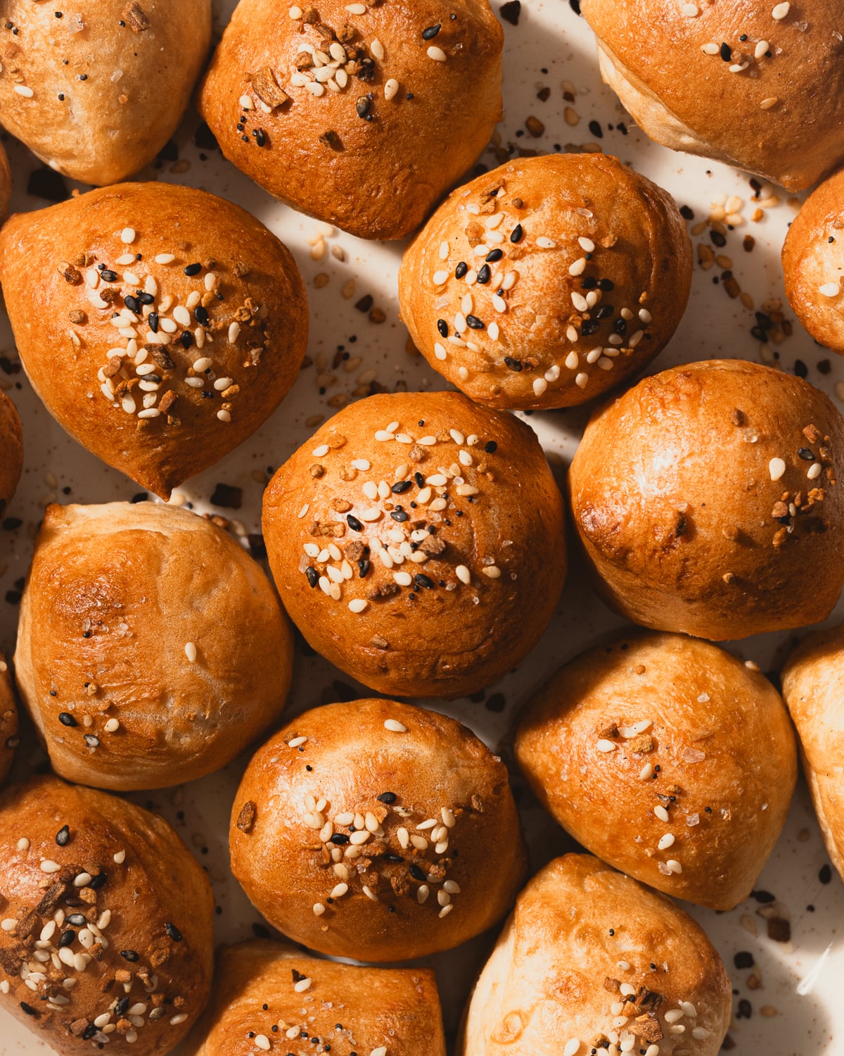 A close up of bagel bites.